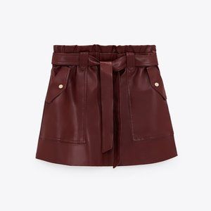 ZARA FAUX LEATHER PAPERBAG SKIRT